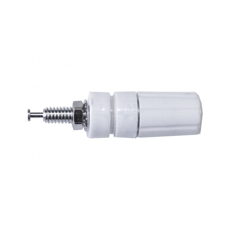 Soclu Banană Albă Nichelat 4mm 15A 2,5kV 50÷115°C | Electronic-mag.ro | Componente Electronice