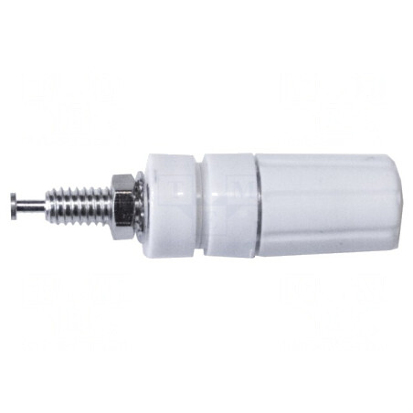 Soclu Banană Albă Nichelat 4mm 15A 2,5kV 50÷115°C | Electronic-mag.ro | Componente Electronice