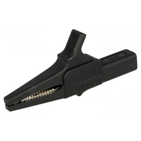 Bornă crocodil neagră 32A 1kVDC 20mm | Electronic-mag.ro | Componente Electronice