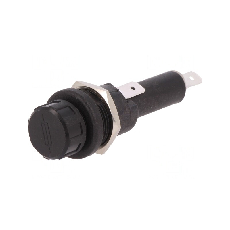 Clemă Siguranțe Cilindrice 6.3x32mm 250V Neagră pe Panou | Electronic-mag.ro | Componente Electronice
