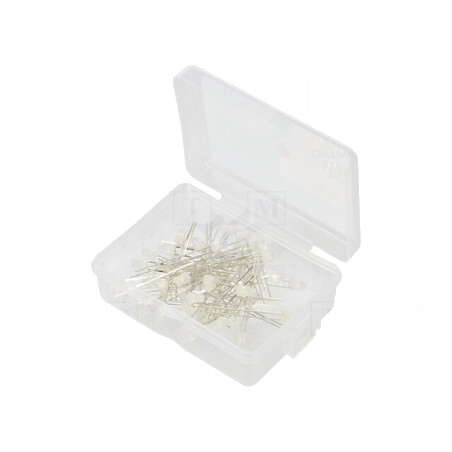 Set LED THT 3mm Alb Rece 50 Buc 3-15V în Cutie Plastic | Electronic-mag.ro | Componente Electronice