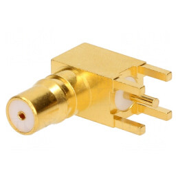 Soclu QMA mamă unghi 90° 50Ω THT pentru PCB aurit | Electronic-mag.ro | Componente Electronice