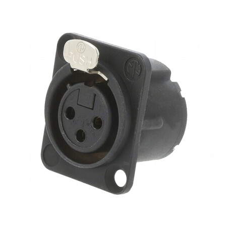 Soclu XLR Mamă 3 Pin Negru cu Buton Lipire 16A | Electronic-mag.ro | Componente Electronice