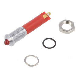 Lampă de control LED roșie IP67 Ø6mm alamă | Electronic-mag.ro | Componente Electronice