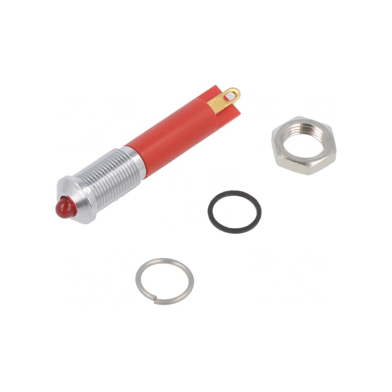 Lampă de control LED roșie IP67 Ø6mm alamă | Electronic-mag.ro | Componente Electronice