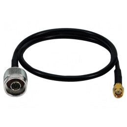 Cablu 50Ω N la RP-SMA 0,5m Negru