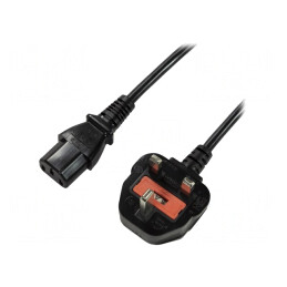 Cablu Alimentare Negru 1.8m 3x0.75mm2 BS 1363 la IEC C13 | Electronic-mag.ro | Componente Electronice