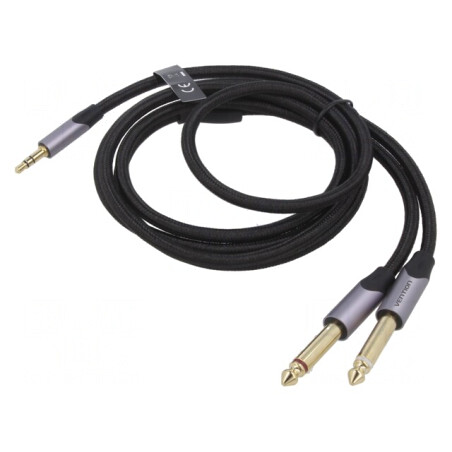 Cablu Audio Jack 3.5mm la 6.3mm 1.5m Negru | Electronic-mag.ro | Componente Electronice
