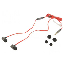 Căști In-Ear cu Microfon Roșii și Argintii Jack 3,5mm | Electronic-mag.ro | Componente Electronice