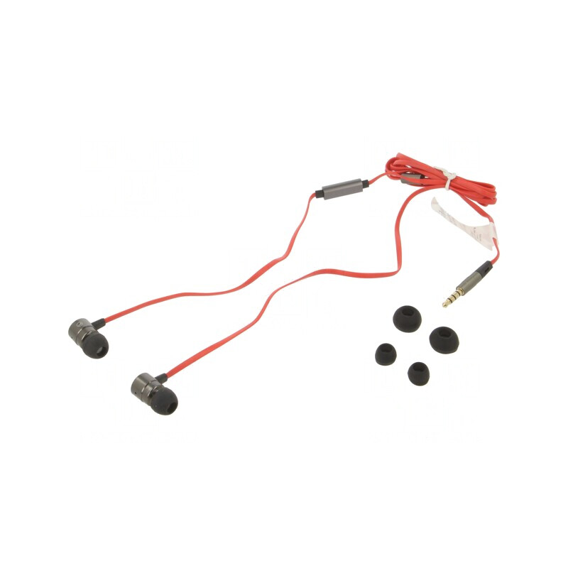 Căști In-Ear cu Microfon Roșii și Argintii Jack 3,5mm | Electronic-mag.ro | Componente Electronice