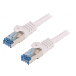 Patch cord S/FTP Cat6a LSZH alb 5m aurit | Electronic-mag.ro | Componente Electronice