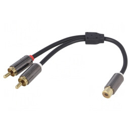 Cablu RCA Aurit Stereo 0.2m Negru