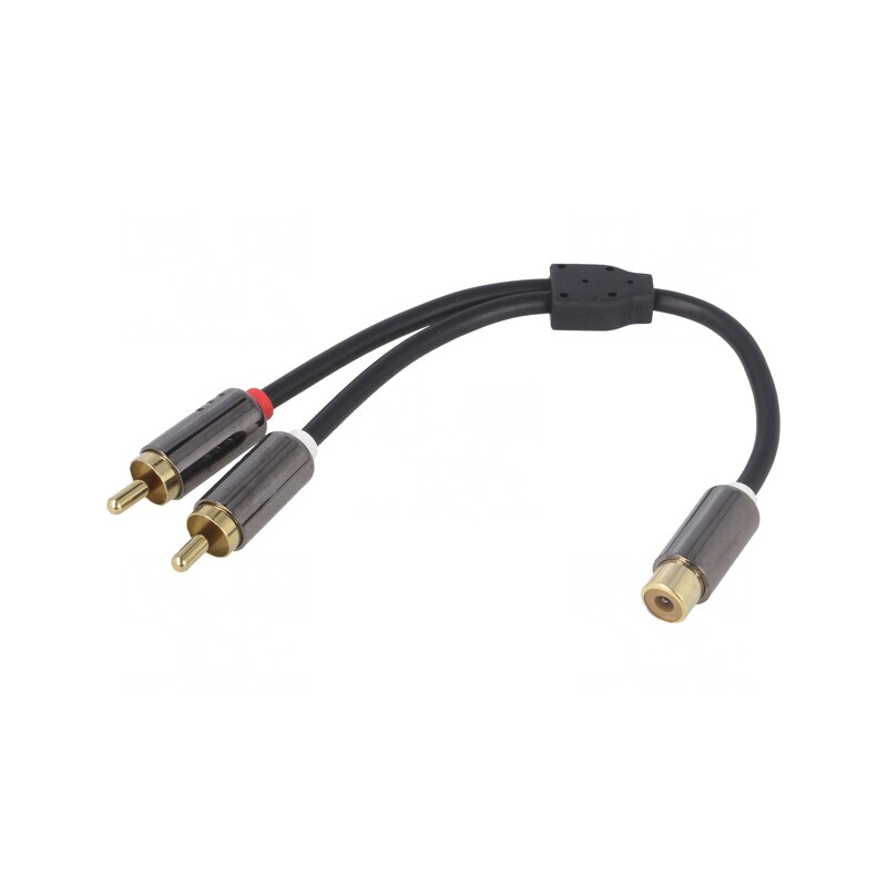Cablu RCA Aurit Stereo 0.2m Negru | Electronic-mag.ro | Componente Electronice