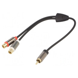 Cablu Audio RCA Aurit 0,2m Negru Stereo