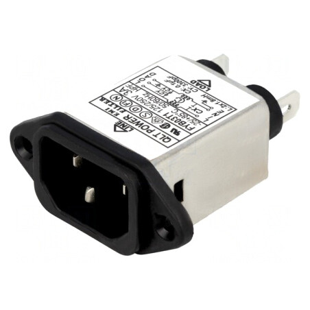 Conector de Alimentare AC 3A 250VAC 1,8mH IEC 60320 | Electronic-mag.ro | Componente Electronice