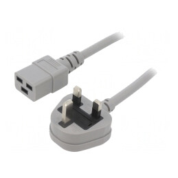 Cablu Alimentare 1,5m Gri 3x1,5mm2 BS 1363 la IEC C19 | Electronic-mag.ro | Componente Electronice