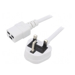 Cablu de Alimentare 1,5m Alb 3x1,5mm² BS 1363 la IEC C19 PVC | Electronic-mag.ro | Componente Electronice