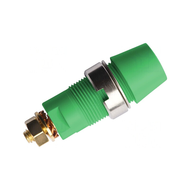 Soclu Banană Verde Aurit 4mm 32A 1kV cu Izolație | Electronic-mag.ro | Componente Electronice