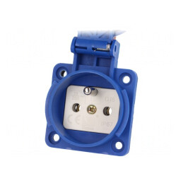 Conector alimentare AC 2P+PE 250V 16A Albastru | Electronic-mag.ro | Componente Electronice
