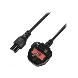 Cablu Alimentare 1.8m Negru 3x0.75mm2 BS 1363 la IEC C5 | Electronic-mag.ro | Componente Electronice