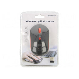 Mouse optic wireless USB, 10m, 4 butoane, negru/roșu | Electronic-mag.ro | Componente Electronice