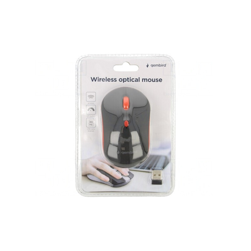 Mouse optic wireless USB, 10m, 4 butoane, negru/roșu | Electronic-mag.ro | Componente Electronice