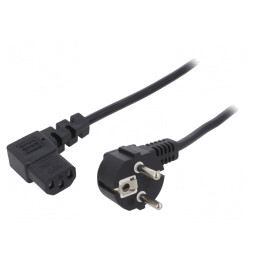 Cablu Alimentare 3x1mm2 Ștecăr Unghi CEE 7/7 la IEC C13 90° | Electronic-mag.ro | Componente Electronice