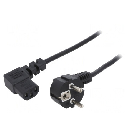 Cablu Alimentare 3x1mm2 Ștecăr Unghi CEE 7/7 la IEC C13 90° | Electronic-mag.ro | Componente Electronice