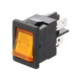 Comutator Basculant ON-OFF 10A/250VAC cu Lumină Neon Galbenă | Electronic-mag.ro | Componente Electronice