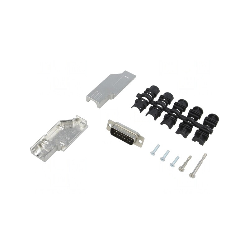 Mufă D-Sub 15 PIN 90° pentru Lipire pe Cablu Neagră | Electronic-mag.ro | Componente Electronice