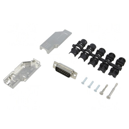 Mufă D-Sub 15 PIN 90° pentru Lipire pe Cablu Neagră | Electronic-mag.ro | Componente Electronice