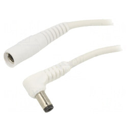 Cablu DC 5,5/2,1 mufă-soclu unghi alb 1x1mm2 | Electronic-mag.ro | Componente Electronice
