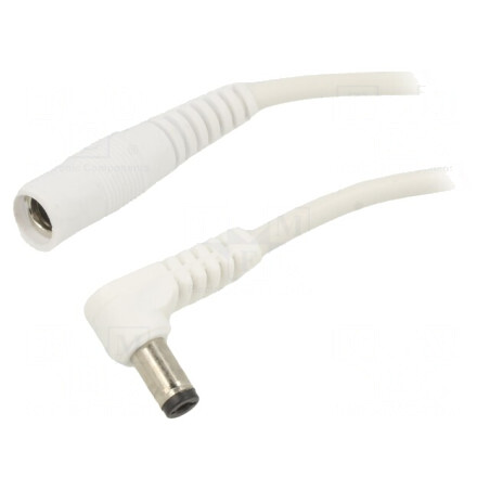 Cablu DC 5,5/2,1 mufă-soclu unghi alb 1x1mm2 | Electronic-mag.ro | Componente Electronice