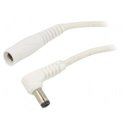 Cablu Alb 1x1mm2 DC 5,5/2,5 Mufă Soclu În Unghi | Electronic-mag.ro | Componente Electronice