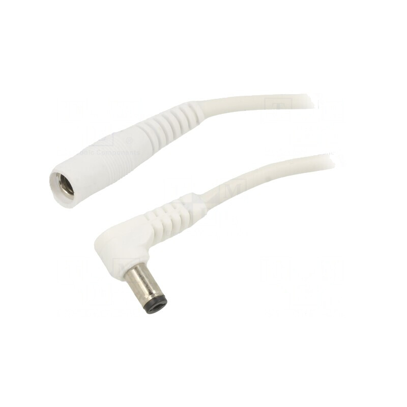 Cablu Alb 1x1mm2 DC 5,5/2,5 Mufă Soclu În Unghi | Electronic-mag.ro | Componente Electronice