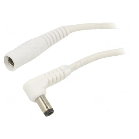 Cablu Alb 1x1mm2 DC 5,5/2,5 Mufă Soclu În Unghi | Electronic-mag.ro | Componente Electronice