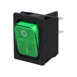 Comutator ROCKER DPST ON-OFF 20A Verde IP40 230V