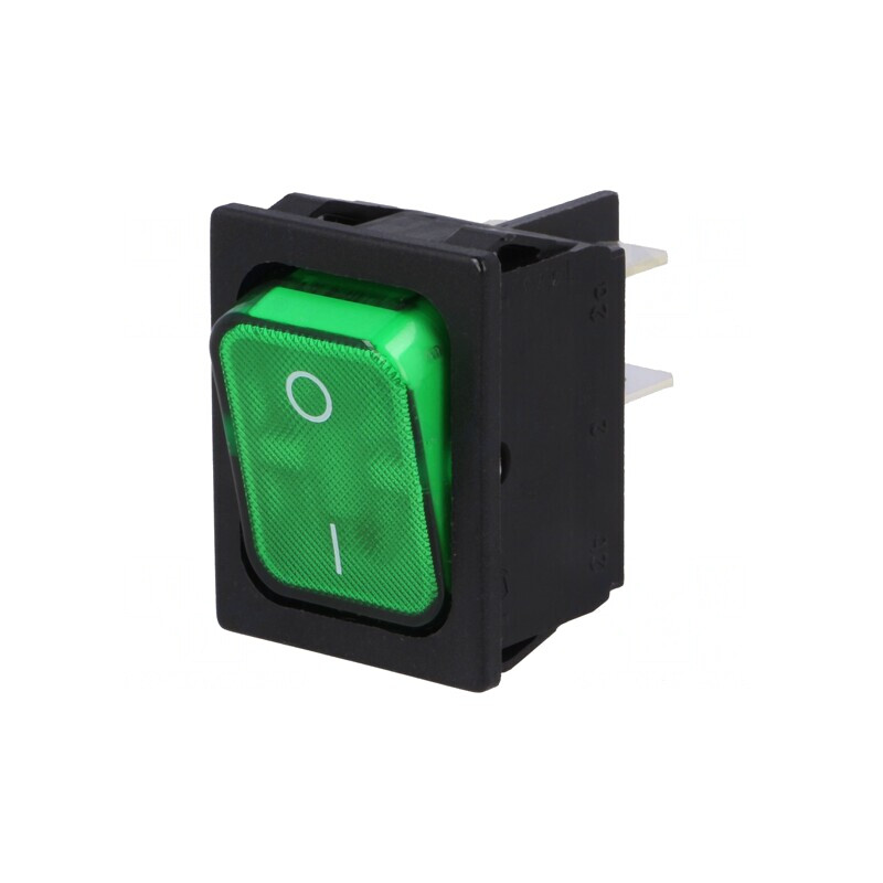 Comutator ROCKER DPST ON-OFF 20A Verde IP40 230V | Electronic-mag.ro | Componente Electronice