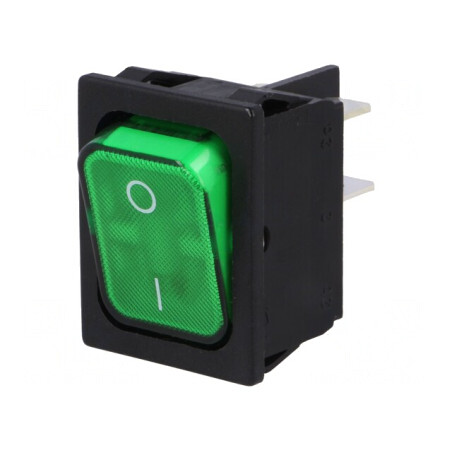 Comutator ROCKER DPST ON-OFF 20A Verde IP40 230V | Electronic-mag.ro | Componente Electronice