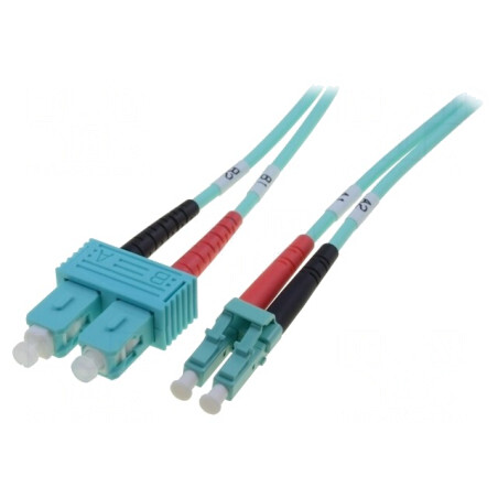 Patch cord fibră OM3 LC/UPC SC/UPC 3m turcoaz LSZH | Electronic-mag.ro | Componente Electronice