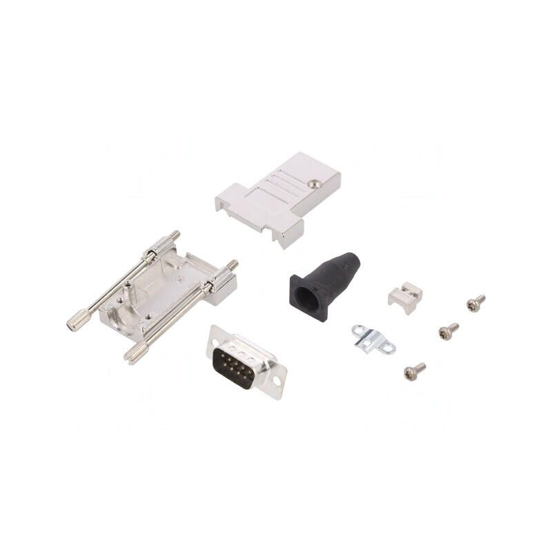 Kit mufă tată D-Sub 9 PIN lipire pe cablu neagră | Electronic-mag.ro | Componente Electronice