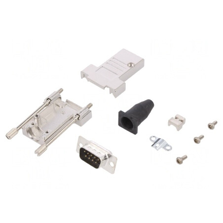 Kit mufă tată D-Sub 9 PIN lipire pe cablu neagră | Electronic-mag.ro | Componente Electronice