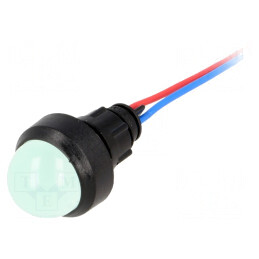 Lampa de control LED verde 12V 13mm IP40