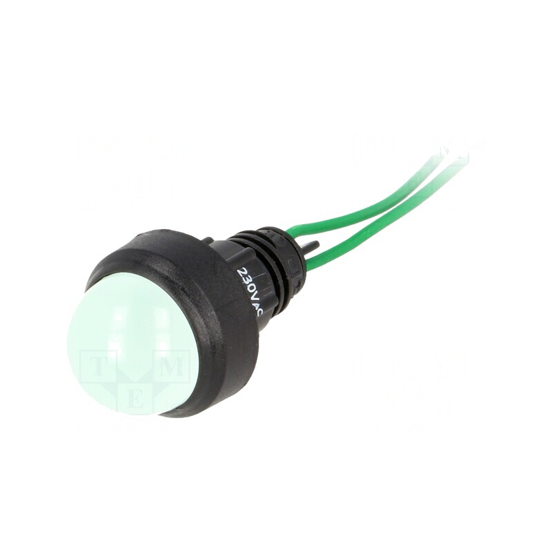 Lampă LED verde 230V Ø13mm IP40 plastic | Electronic-mag.ro | Componente Electronice