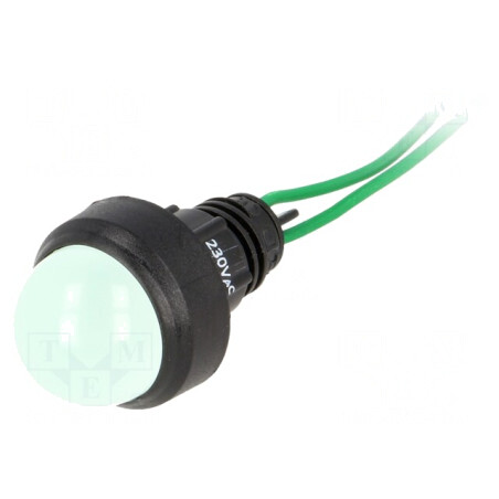 Lampă LED verde 230V Ø13mm IP40 plastic | Electronic-mag.ro | Componente Electronice