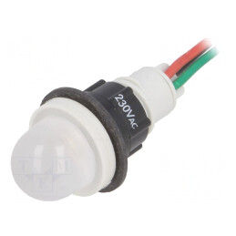 Lampă de Control LED Convex Roșie/Verde 230V 13mm Plastic