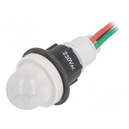 Lampă de Control LED Convex Roșie/Verde 230V 13mm Plastic | Electronic-mag.ro | Componente Electronice