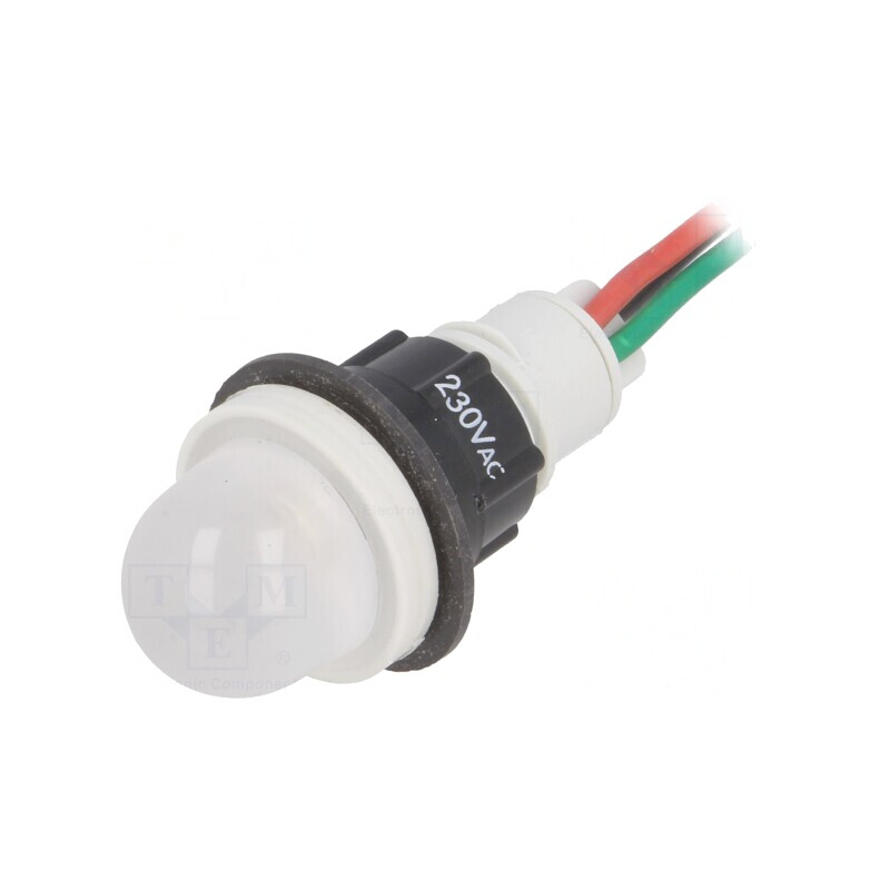 Lampă de Control LED Convex Roșie/Verde 230V 13mm Plastic | Electronic-mag.ro | Componente Electronice
