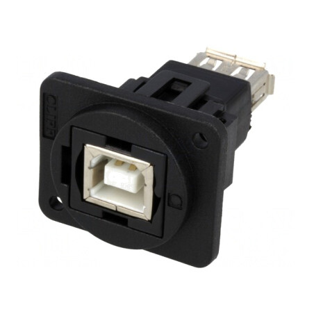 Adaptor USB A la USB B, FT USB 2.0, Plastic 19x24mm | Electronic-mag.ro | Componente Electronice