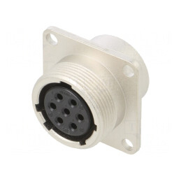 Conector Circular JR 7-Pin Argintat 10A Soclu Mamă Drept | Electronic-mag.ro | Componente Electronice